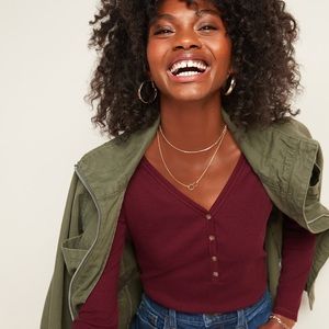 Old Navy Slim Fit Long Sleeved Ribbed Henley